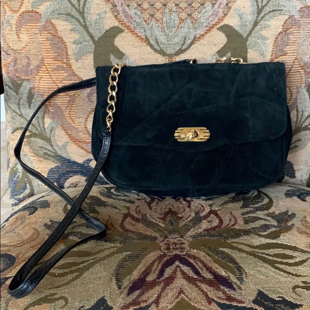 Etra Black Suede Vintage Handbag